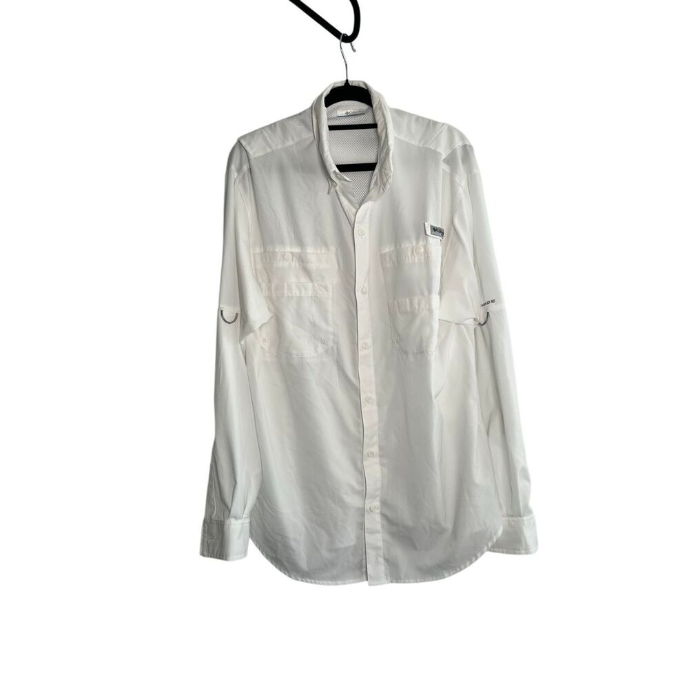 Columbia PFG Men’s Tamiami II Long Sleeve Shirt Fishing Hiking Outdoors White L